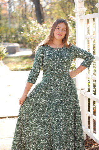 Emerald Blooms Nursing Friendly Twirl Dress