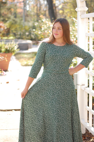 Emerald Blooms Nursing Friendly Twirl Dress