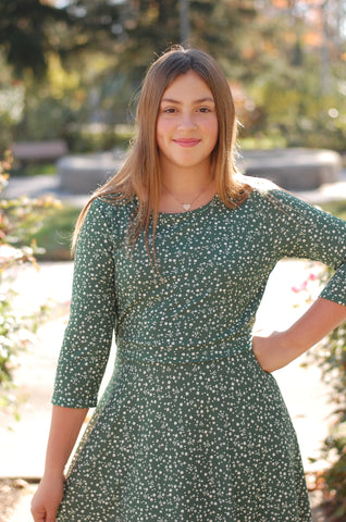 Emerald Blooms Nursing Friendly Twirl Dress