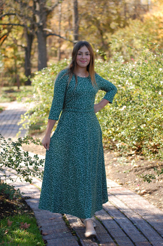 Emerald Blooms Nursing Friendly Twirl Dress