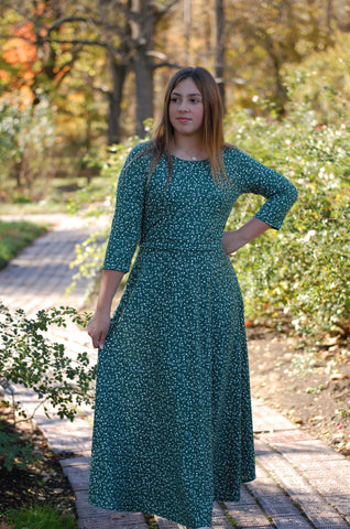 Emerald Blooms Nursing Friendly Twirl Dress