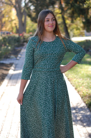 Emerald Blooms Nursing Friendly Twirl Dress