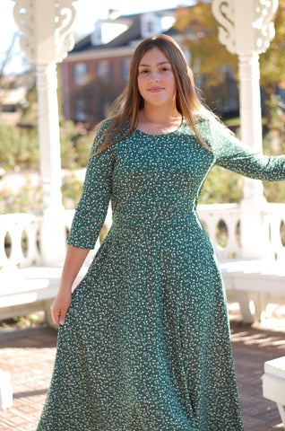 Emerald Blooms Nursing Friendly Twirl Dress