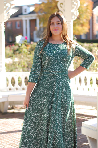 Emerald Blooms Nursing Friendly Twirl Dress