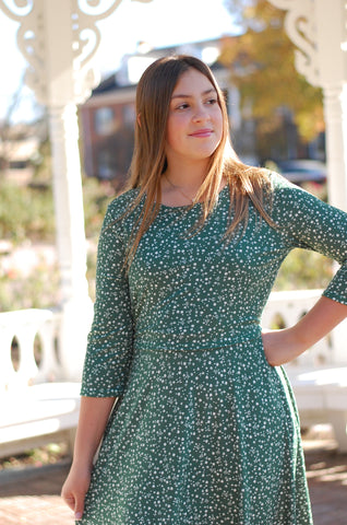 Emerald Blooms Nursing Friendly Twirl Dress