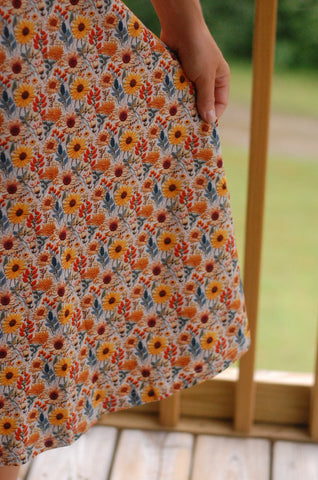 Cotton Sunflower  Floral Nursing Friendly Twirl Dress