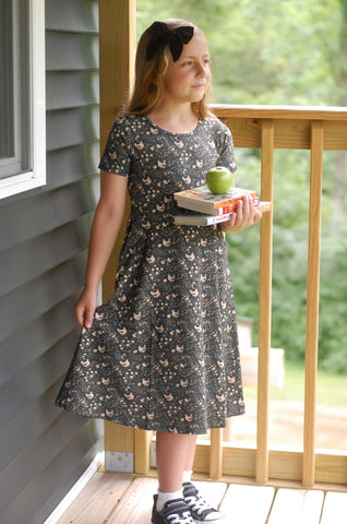 Girls Cotton Chicken Print Twirl Dress