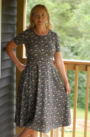 Cotton Chicken Print Twirl Dress