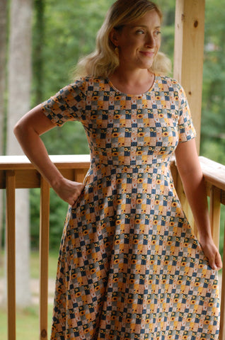 Cotton Sunflower Patchwork Nursing Friendly Twirl Dress