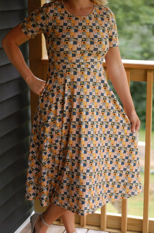 Cotton Sunflower Patchwork Nursing Friendly Twirl Dress