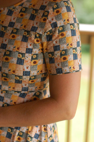 Cotton Sunflower Patchwork Nursing Friendly Twirl Dress