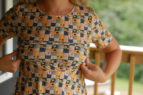 Cotton Sunflower Patchwork Nursing Friendly Twirl Dress