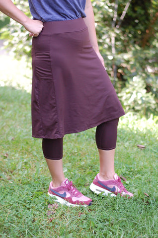 Cocoa Brown A-Line Side Pocket Style Athletic Skirt