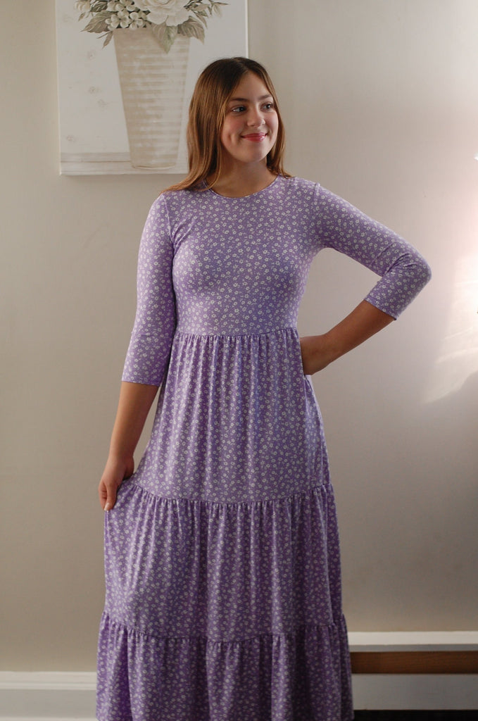 Lavender Blossoms Tiered Dress