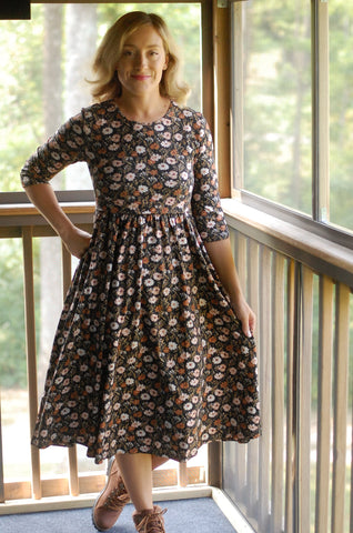 Autumn Blooms Cotton Homestead Midi Dress