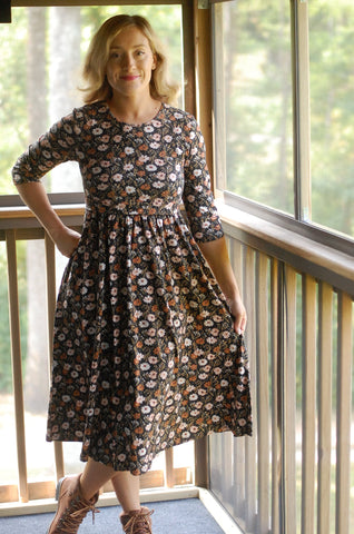 Autumn Blooms Cotton Homestead Midi Dress