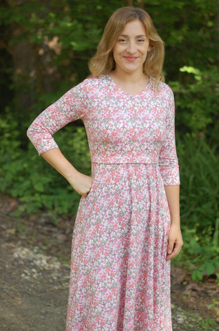 Blushing Blooms Cream Floral V-Neck Twirl Dress