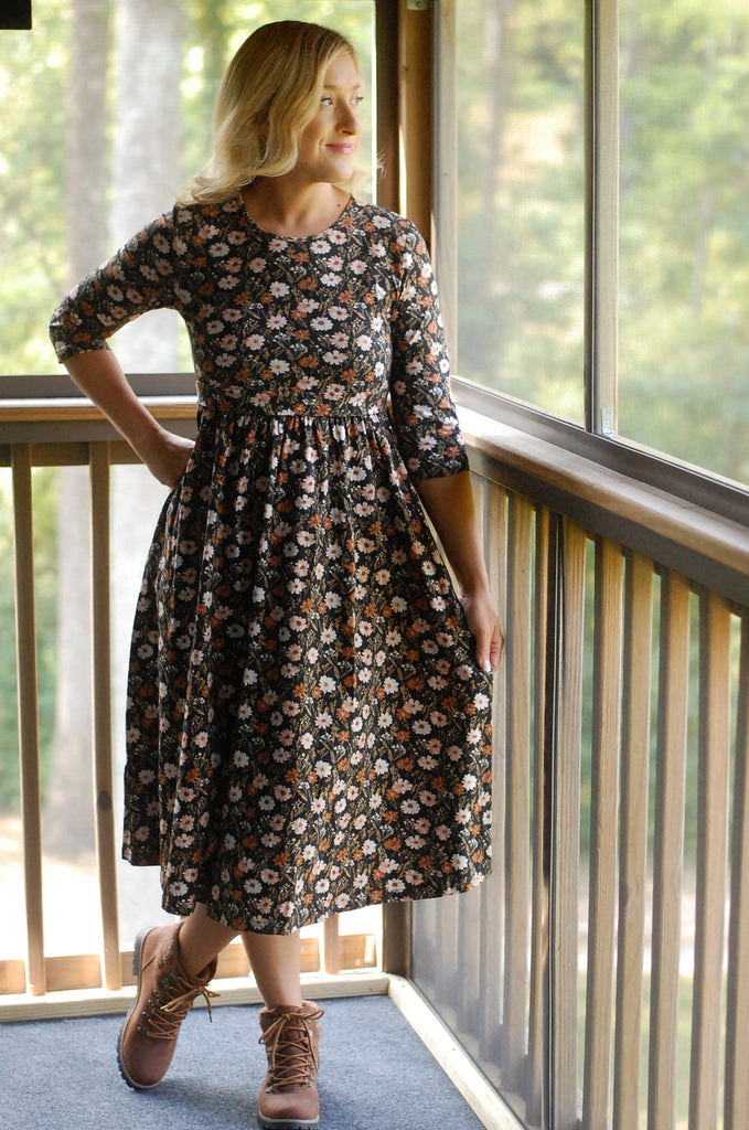 Pre-Order Cotton Autumn Blooms Homestead Midi Dress