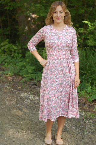 Blushing Blooms Cream Floral V-Neck Twirl Dress