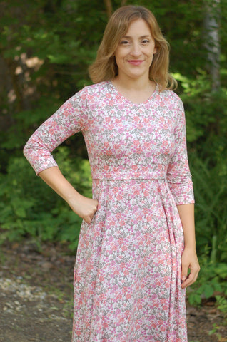 Blushing Blooms Cream Floral V-Neck Twirl Dress