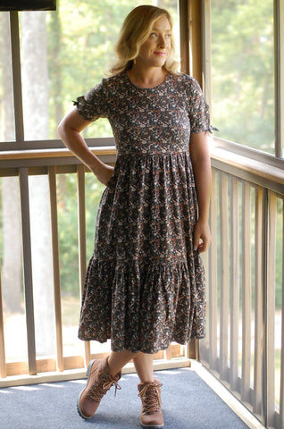 Pre-Order Cotton Butterfly Garden Tiered Midi Dress