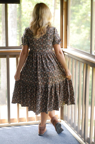 Pre-Order Cotton Butterfly Garden Tiered Midi Dress