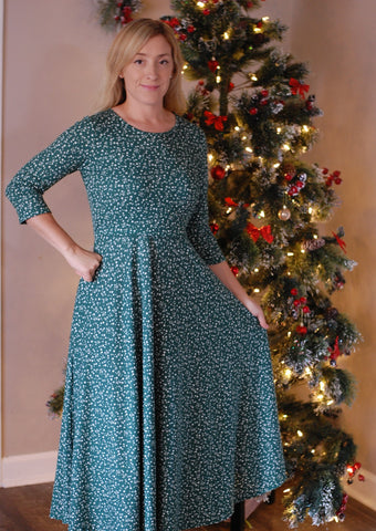 Emerald Blooms Nursing Friendly Twirl Dress