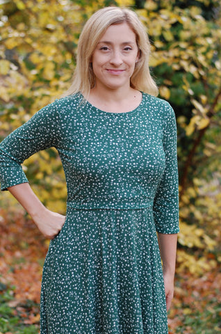 Emerald Blooms Nursing Friendly Twirl Dress