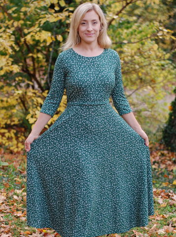 Emerald Blooms Nursing Friendly Twirl Dress