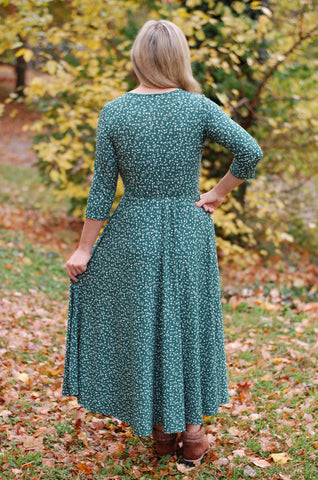 Emerald Blooms Nursing Friendly Twirl Dress