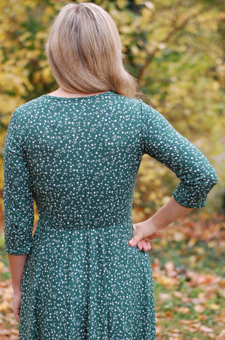 Emerald Blooms Nursing Friendly Twirl Dress