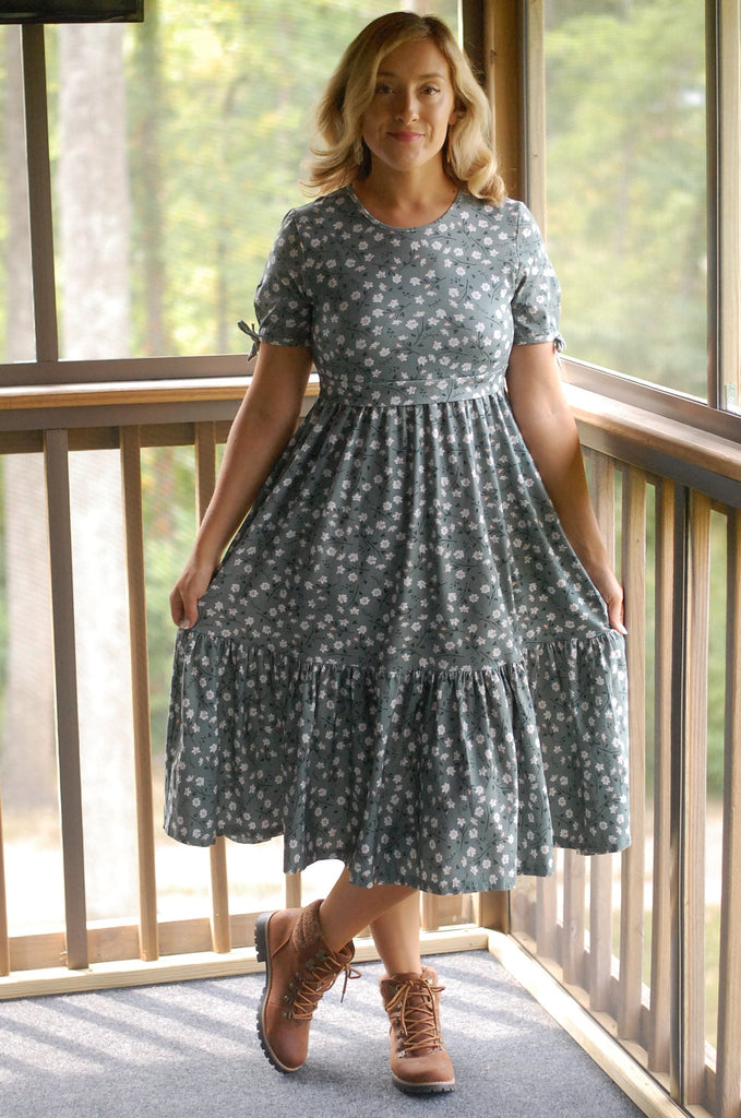 Daisy Blooms Cotton Tiered Midi Dress