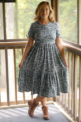 Daisy Blooms Cotton Tiered Midi Dress