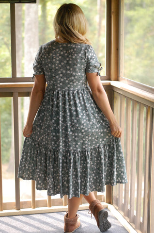 Daisy Blooms Cotton Tiered Midi Dress