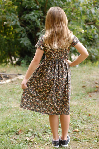 Pre-Order Girls Cotton Front Pocket Short Sleeve Dress - Multiple Prints