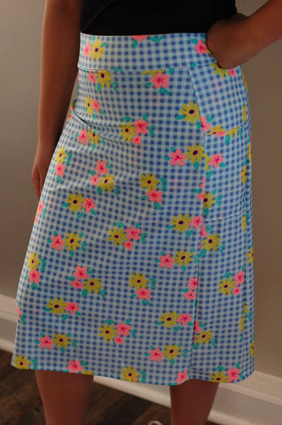 Gingham Swim Skirt with Side Pockets