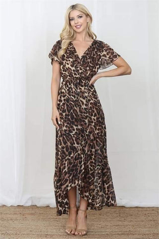 Wrap Style Leopard Print Dress