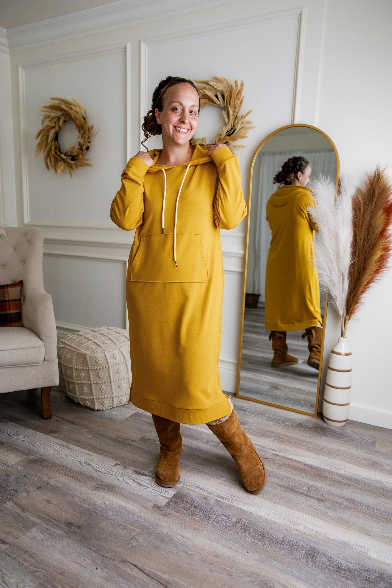 Mustard Hoodie Dress