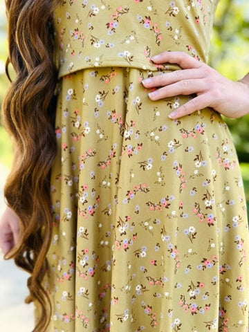 Wildflower Blooms Twirl Dress with Rounded Neck