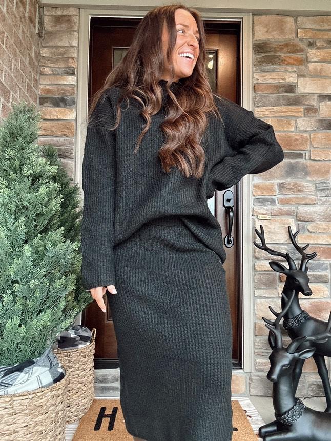 Sweater Outfit Set in Black