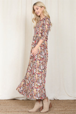 Mocha Floral Maxi Dress