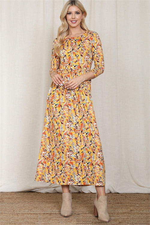 Mustard Floral Maxi Dress