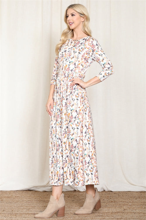 Taupe Floral Maxi Dress