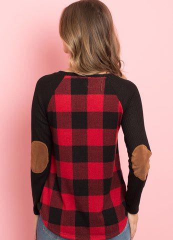 Plaid Dreams Top with Elbow Patches