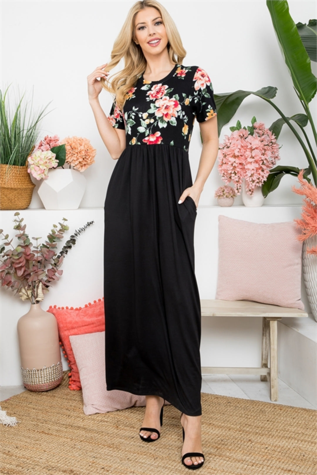 Black Floral Maxi Dress