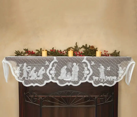 Pre-Order Fireplace/Mantle or Table Lace Cloth Holiday Decor