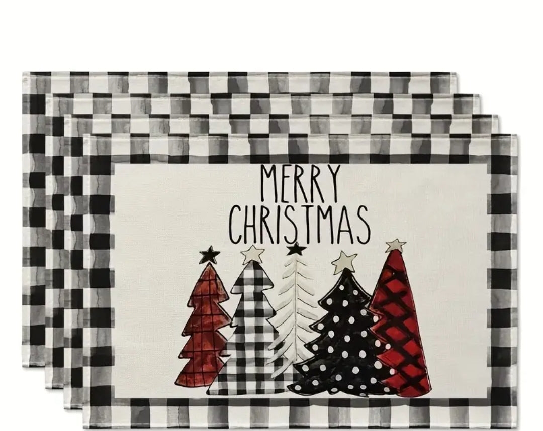 Set of 4 Holiday Place Mats 12x18