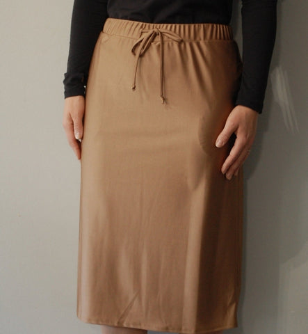 Beige Everyday Drawstring Athletic Skirt with Built in Shorts and Pock The Skirt Lady