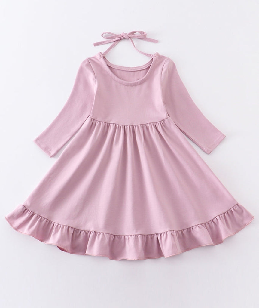 Pre-Order Girls Mauve Ruffle Dress