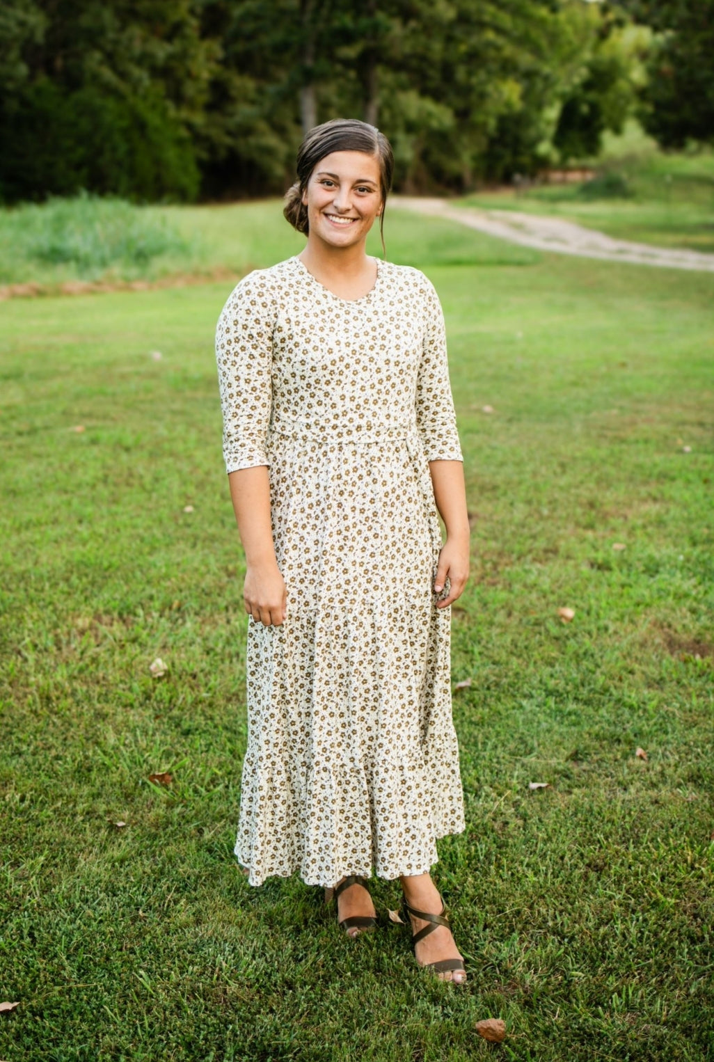 Customizable Cotton Vintage Blooms Tiered Nursing Friendly Dress